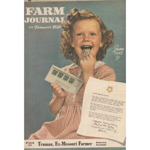 WWII War Bonds Farm Journal Vintage Farmer History Magazine Cover Print Ad 1945